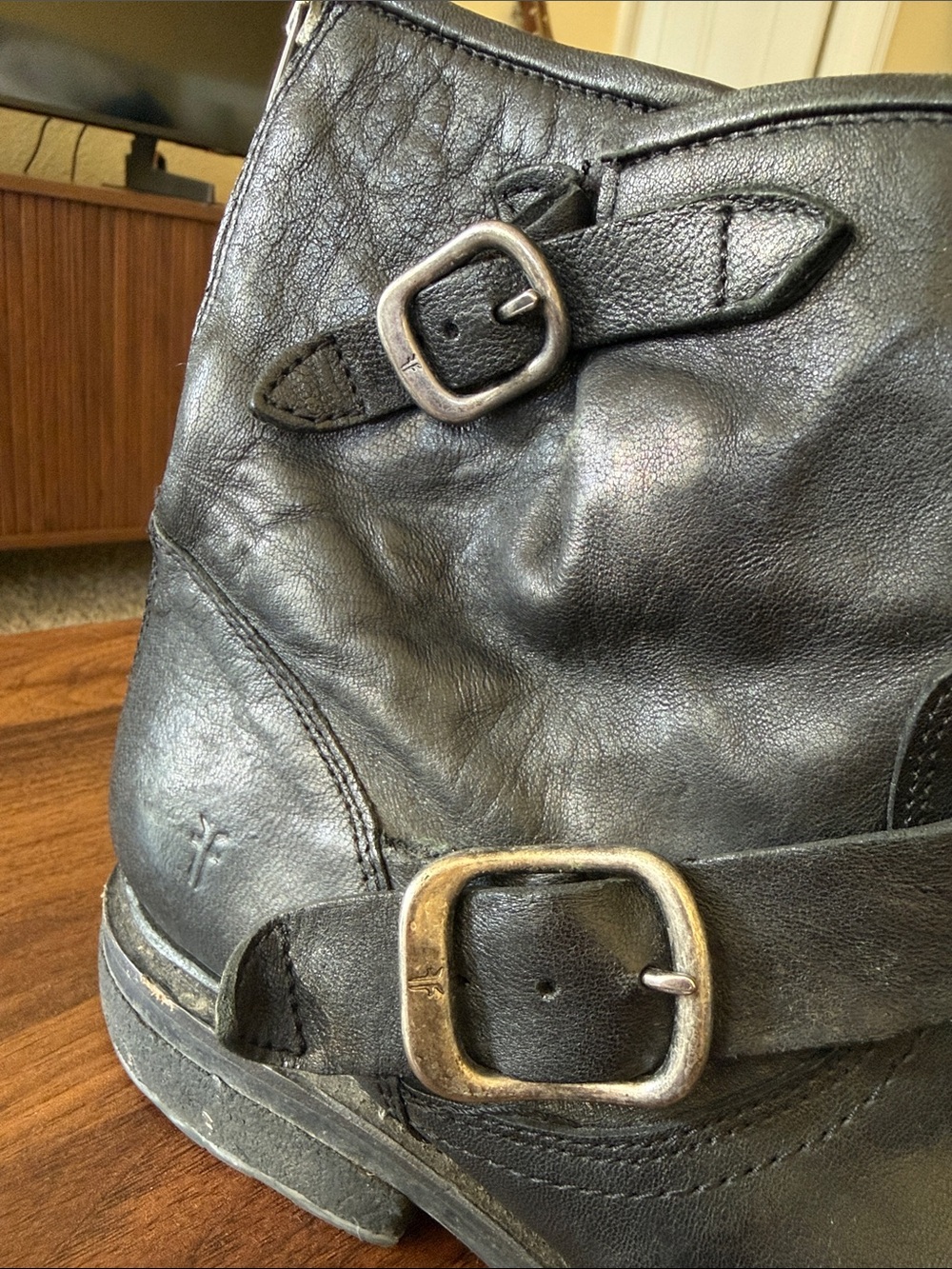Women’s Frye Black Leather Buckle Engineer Boots - Picture 9 of 9